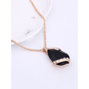 Onyx and Diamond Gemstone Necklace and Earring Set